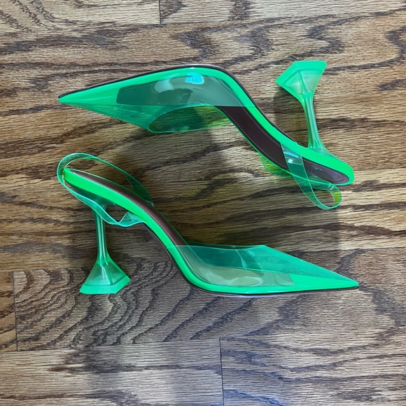 😊SOLD😊Amina Muaddi Green Holli Glass Slingback Pumps in 38.5 - Picture 8 of 11